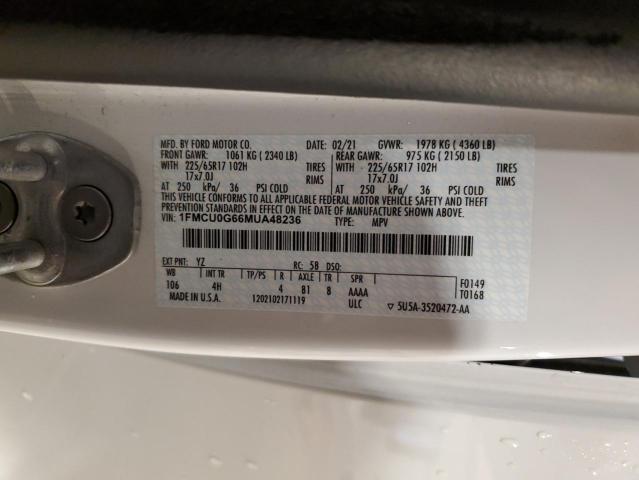2021 FORD ESCAPE SE - 1FMCU0G66MUA48236
