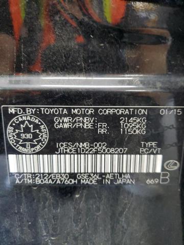 2015 LEXUS IS 350 JTHCE1D22F5008207