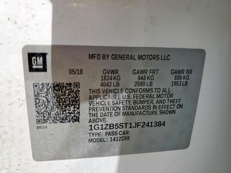 2018 CHEVROLET MALIBU LS 1G1ZB5ST1JF241384