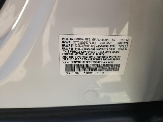 2015 ACURA MDX TECHNO 5FRYD4H47FB016887