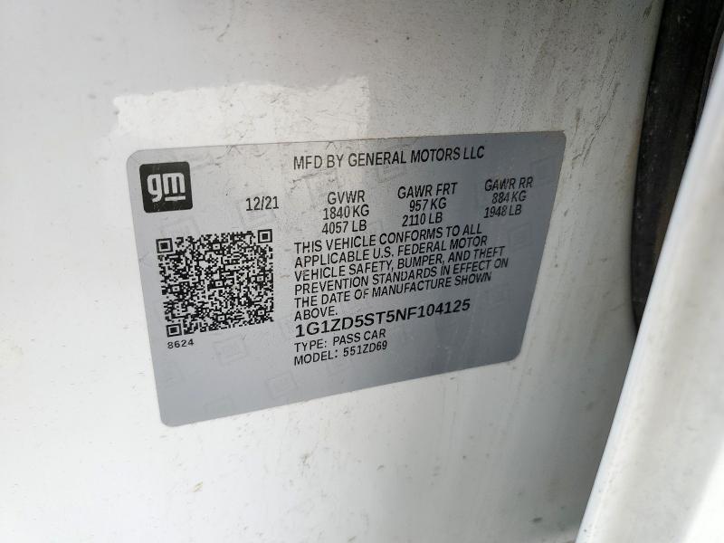 2022 CHEVROLET MALIBU LT - 1G1ZD5ST5NF104125