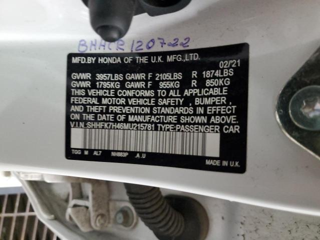 2021 HONDA CIVIC SPOR - SHHFK7H46MU215781