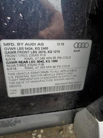 2019 AUDI Q5 PREMIUM WA1ANAFY5K2039418