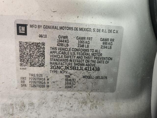 2018 CHEVROLET TRAX LS 3GNCJKSB1JL411438