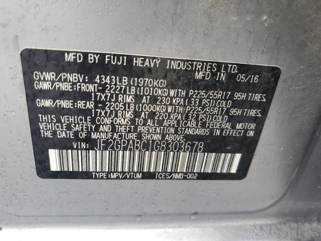2016 SUBARU CROSSTREK JF2GPABC1G8303678
