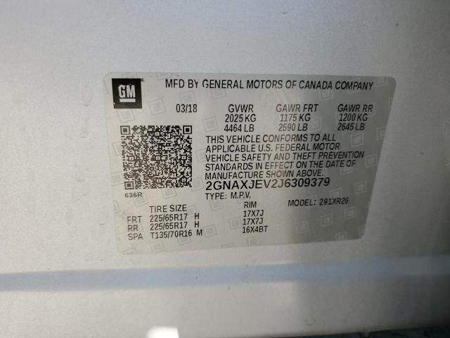 2018 CHEVROLET EQUINOX LT 2GNAXJEV2J6309379