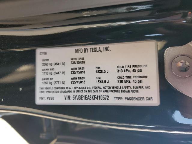2019 TESLA MODEL 3 5YJ3E1EA8KF410572