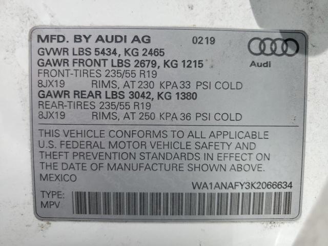 2019 AUDI Q5 PREMIUM WA1ANAFY3K2066634