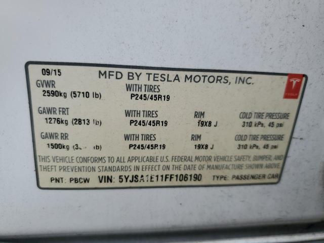 2015 TESLA MODEL S - 5YJSA1E11FF106190