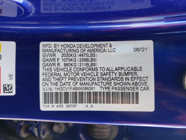 2021 HONDA ACCORD SPO 1HGCV1F48MA086061