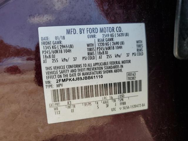 2018 FORD EDGE SEL 2FMPK4J89JBB61110