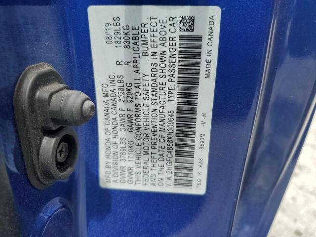 2019 HONDA CIVIC LX 2HGFC4B68KH309645