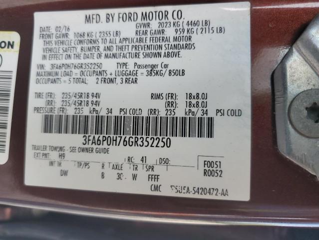 2016 FORD FUSION 3FA6P0H76GR352250