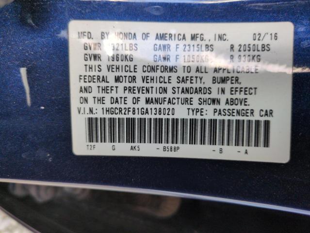 2016 HONDA ACCORD EXL - 1HGCR2F81GA138020