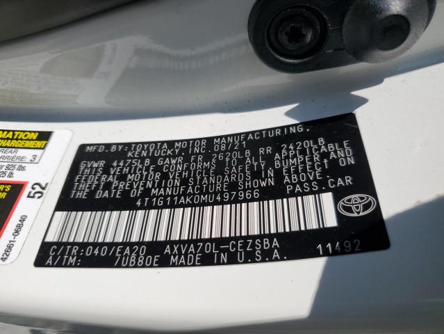 2021 TOYOTA CAMRY SE 4T1G11AK0MU497966