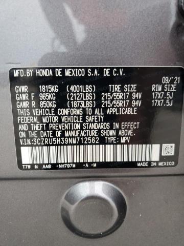 2022 HONDA HR-V LX 3CZRU5H39NM712562