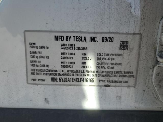 2020 TESLA MODEL S 5YJSA1E4XLF416165