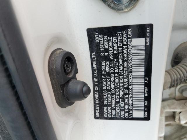 2017 HONDA CIVIC EXL SHHFK7H8XHU226324