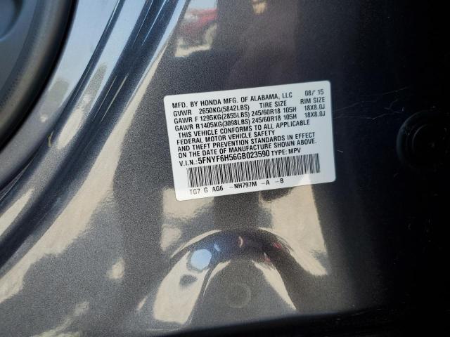 2016 HONDA PILOT EXL 5FNYF6H56GB023590
