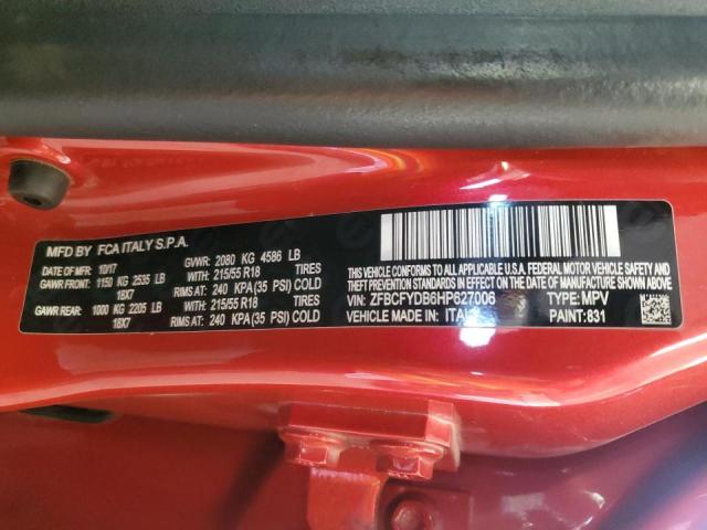 2017 FIAT 500X LOUNG ZFBCFYDB6HP627006