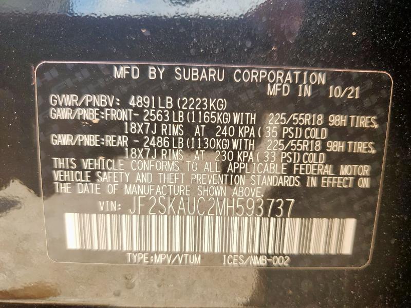 2021 SUBARU FORESTER L JF2SKAUC2MH593737