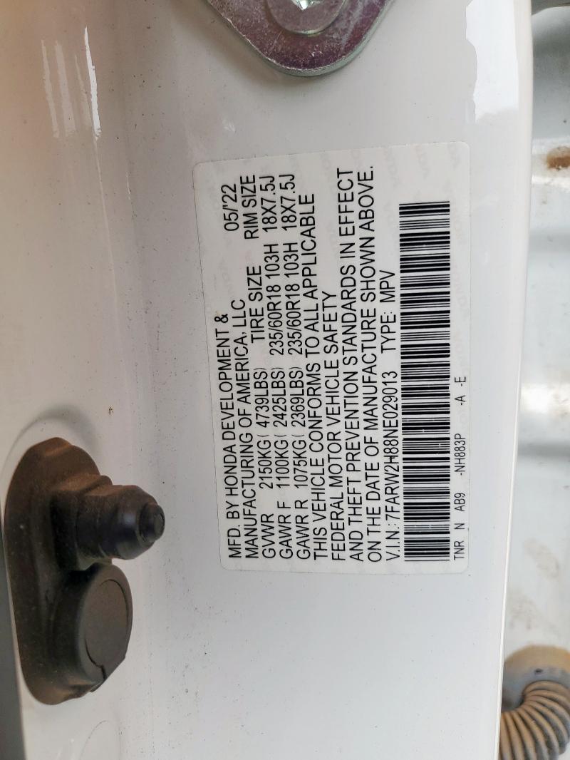 2022 HONDA CR-V EXL 7FARW2H88NE029013