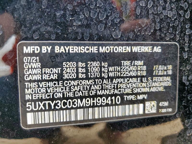 2021 BMW X3 SDRIVE3 5UXTY3C03M9H99410