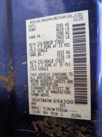 2021 NISSAN ROGUE SV 5N1AT3BB7MC694200