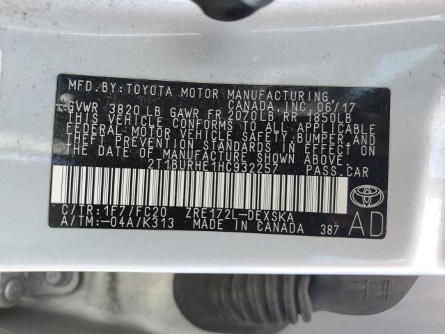2017 TOYOTA COROLLA L - 2T1BURHE1HC932257