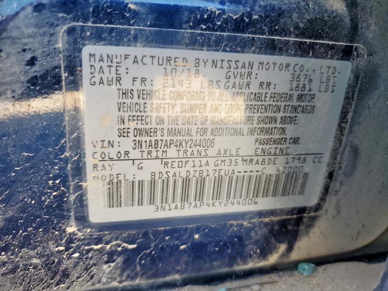2019 NISSAN SENTRA S - 3N1AB7AP4KY244006