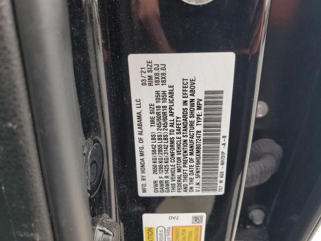 2021 HONDA PILOT EXL 5FNYF6H5XMB072478