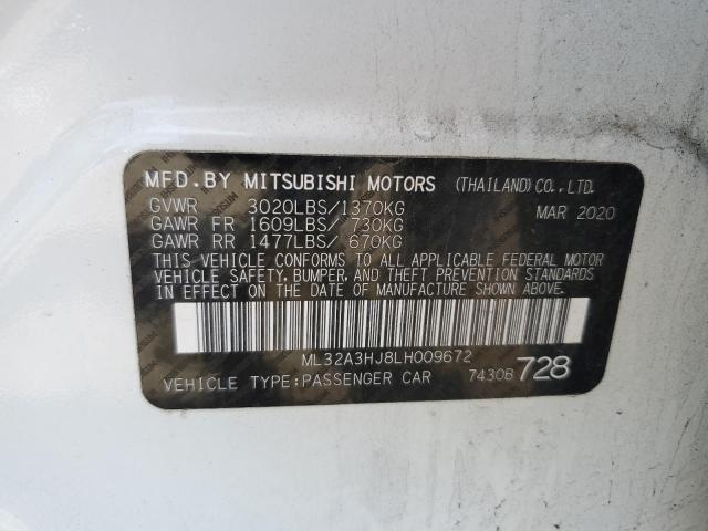 2020 MITSUBISHI MIRAGE ES ML32A3HJ8LH009672