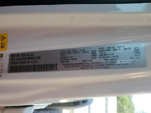2021 JEEP WRANGLER U 1C4HJXDN7MW521105