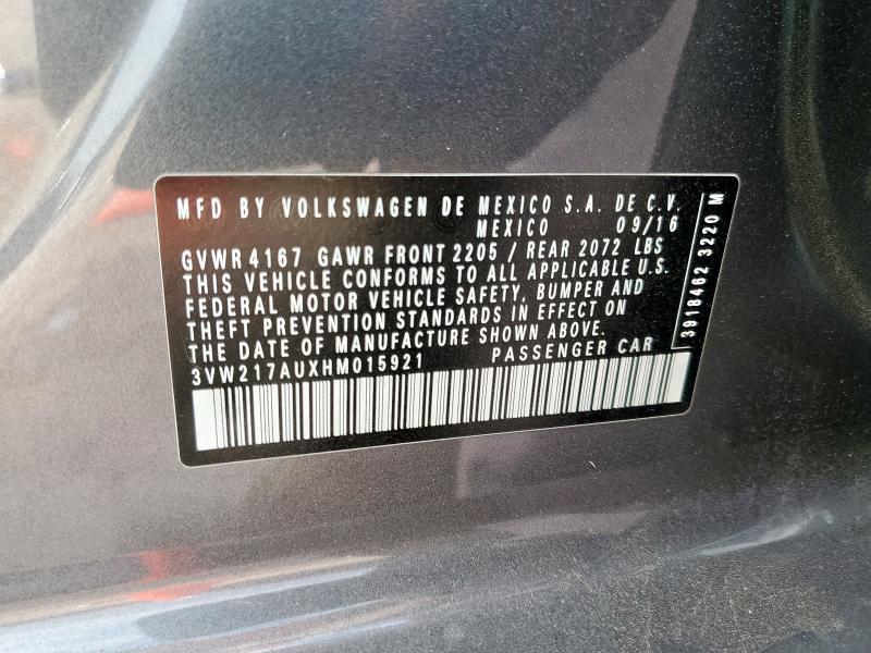 2017 VOLKSWAGEN GOLF S 3VW217AUXHM015921