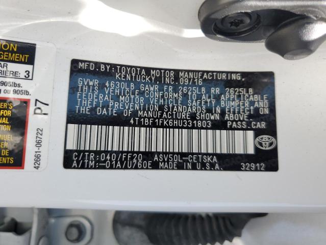 2017 TOYOTA CAMRY LE 4T1BF1FK6HU331803