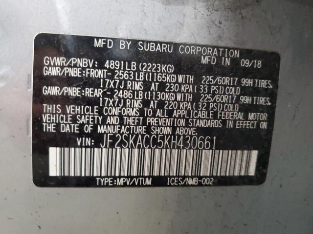 2019 SUBARU FORESTER JF2SKACC5KH430661