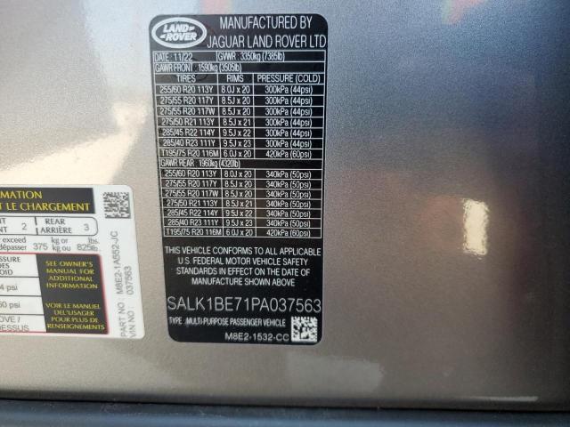 2023 LAND ROVER RANGE ROVE SALK1BE71PA037563