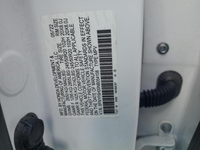 2022 HONDA PILOT ELIT 5FNYF6H00NB054108