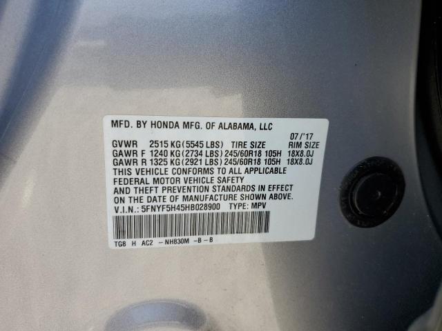 2017 HONDA PILOT EX 5FNYF5H45HB028900