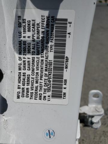 2019 HONDA INSIGHT TO 19XZE4F97KE031651