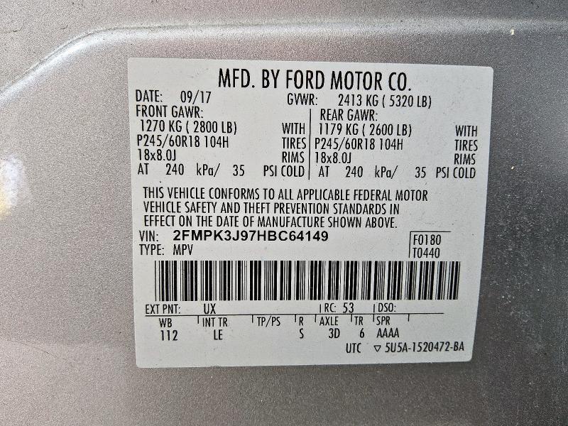 2017 FORD EDGE SEL - 2FMPK3J97HBC64149