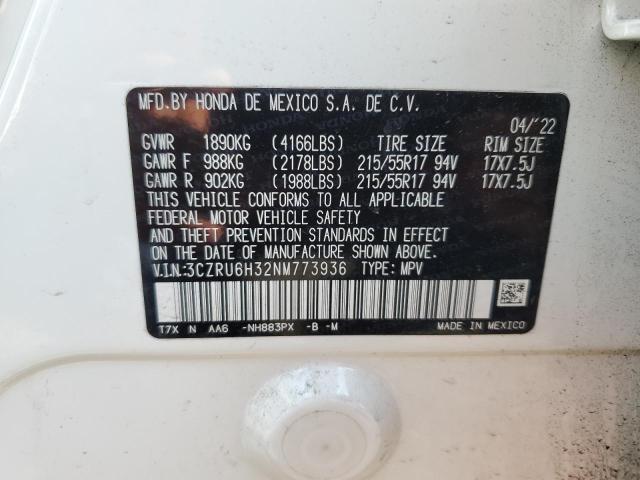 2022 HONDA HR-V LX 3CZRU6H32NM773936