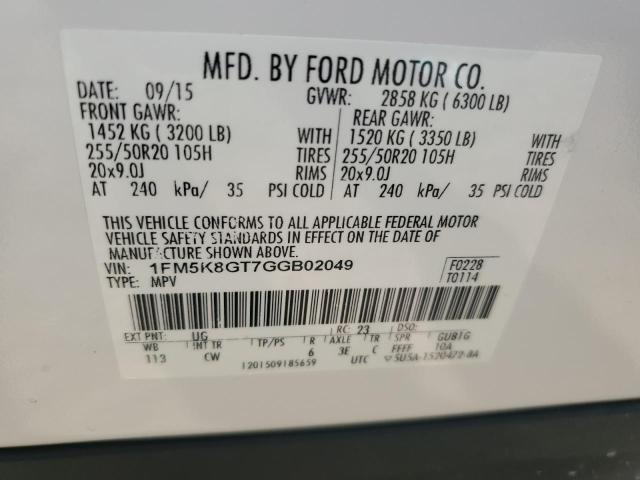 2016 FORD EXPLORER S 1FM5K8GT7GGB02049