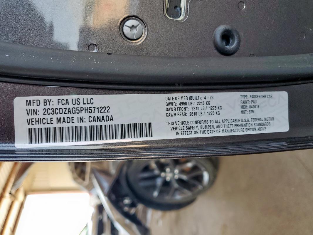 2023 DODGE CHALLENGER 2C3CDZAG5PH571222