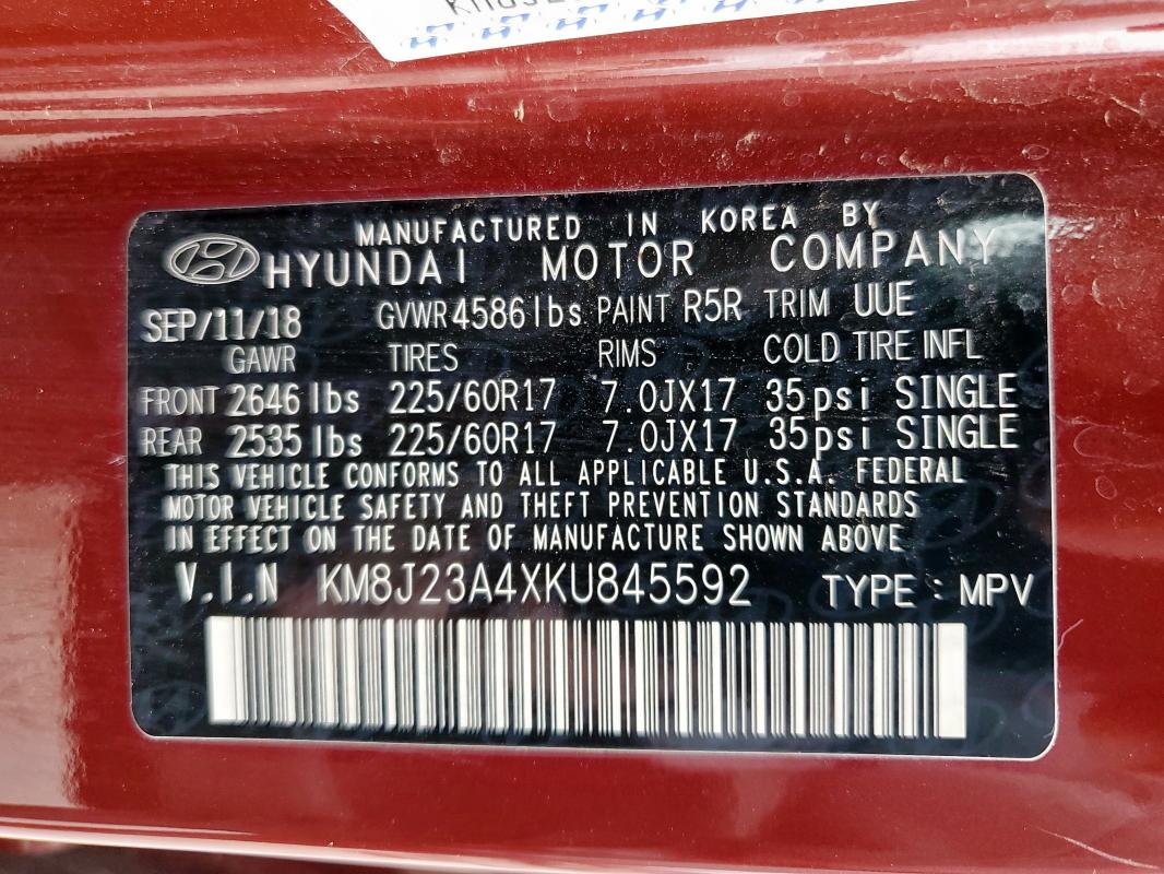2019 HYUNDAI TUCSON SE - KM8J23A4XKU845592