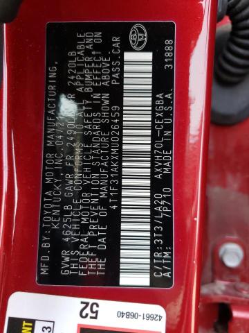 2021 TOYOTA CAMRY XLE 4T1F31AKXMU026459