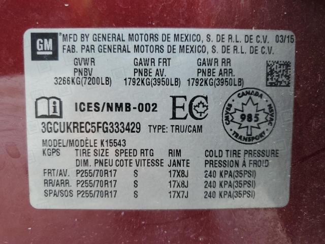 2015 CHEVROLET SILVERADO - 3GCUKREC5FG333429