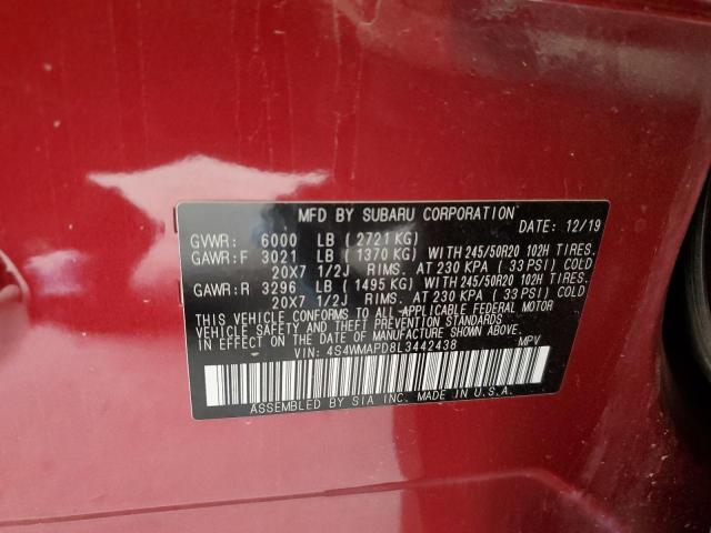 2020 SUBARU ASCENT LIM 4S4WMAPD8L3442438