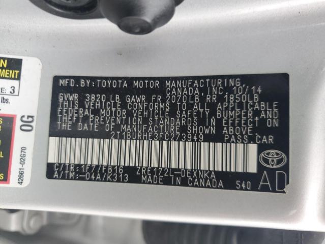 2015 TOYOTA COROLLA L - 2T1BURHE3FC273949