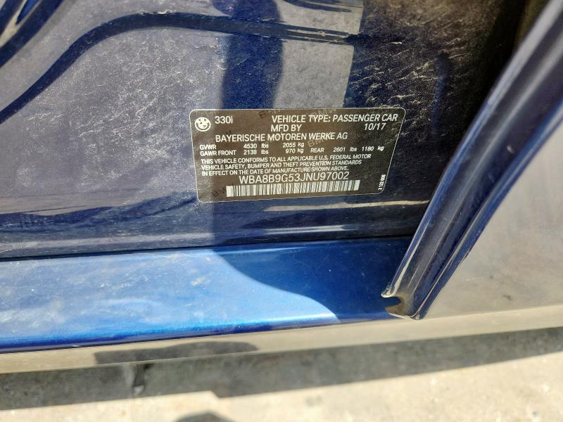 2018 BMW 330 I WBA8B9G53JNU97002